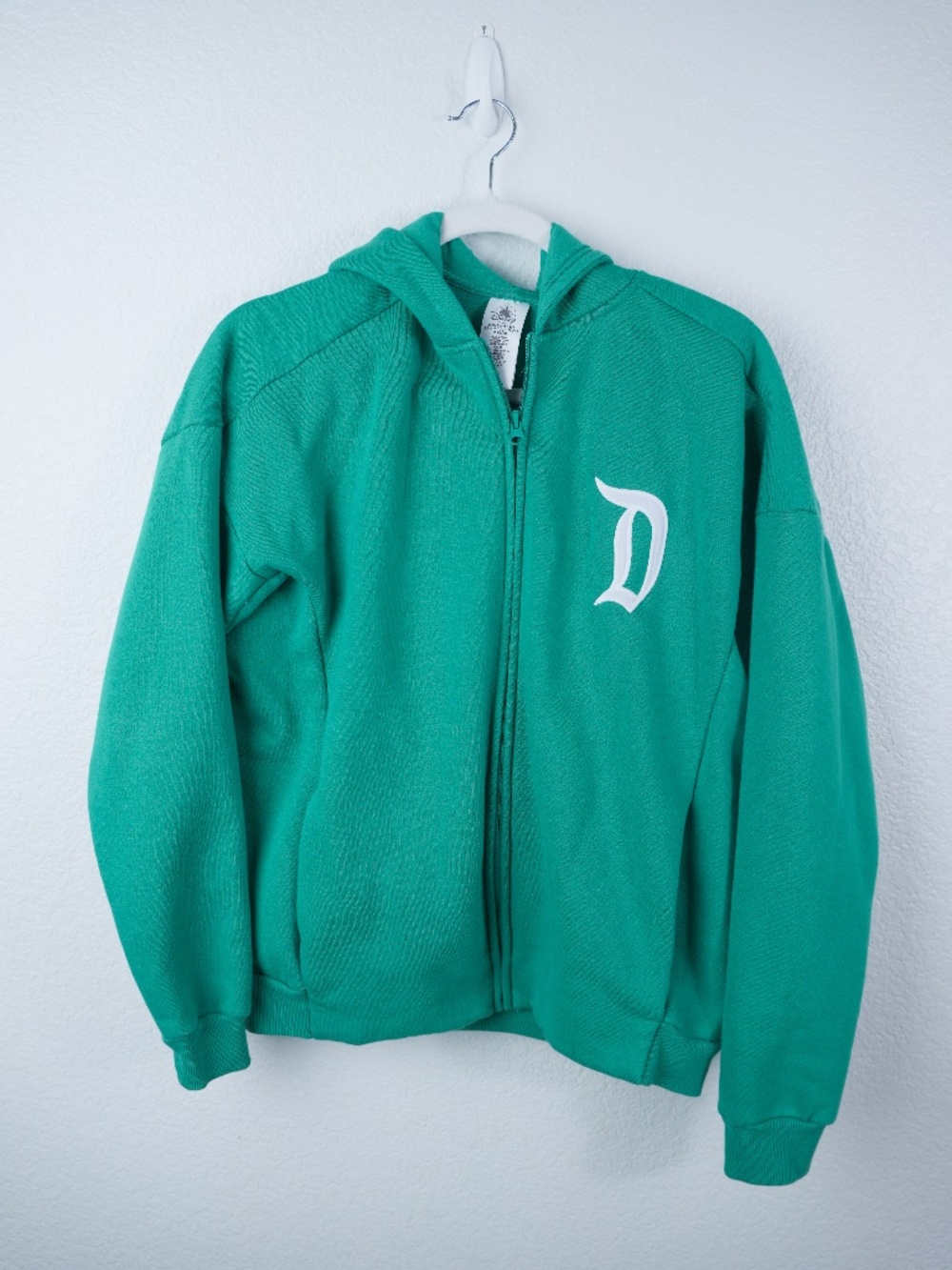 Disneyland Disney Parks Hoodie Size L Teal Green Full Zip Logo Spell Out
